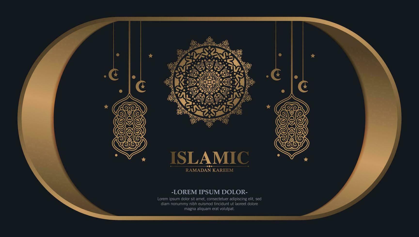 Luxury ramadan kareem banner in black and gold style vector