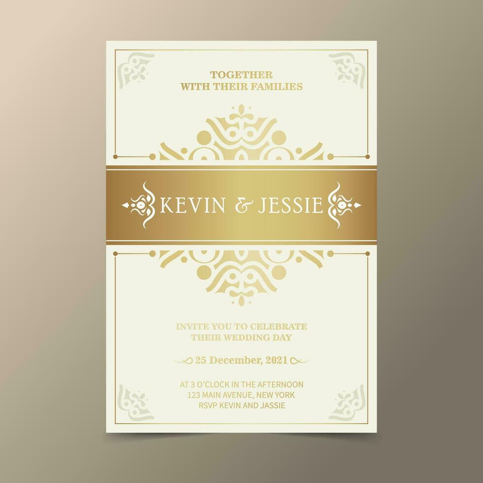 elegante invitación de boda con motivo de patrón vector