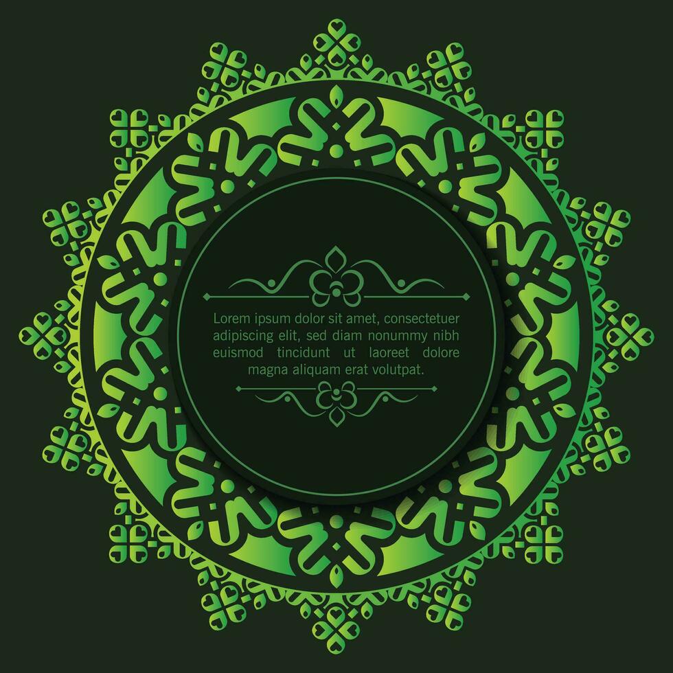 Green calligraphy ornament frame line design vector