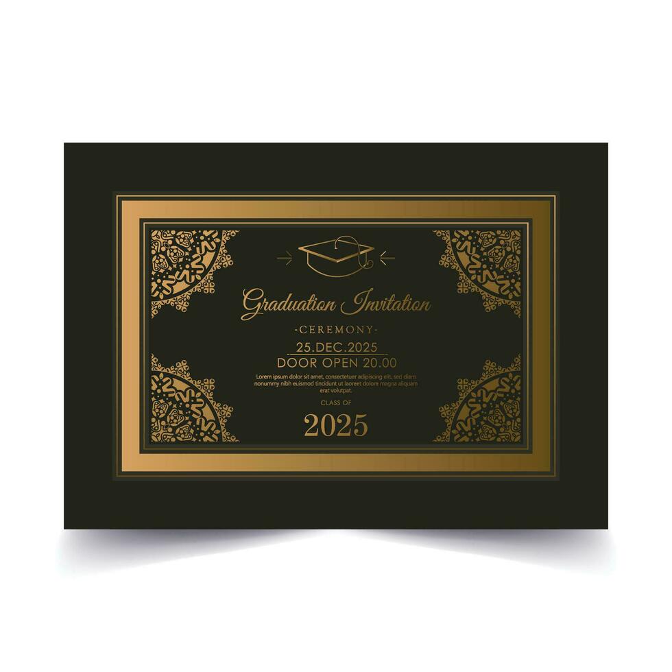 elegante plantilla de invitación de graduación oscura vector