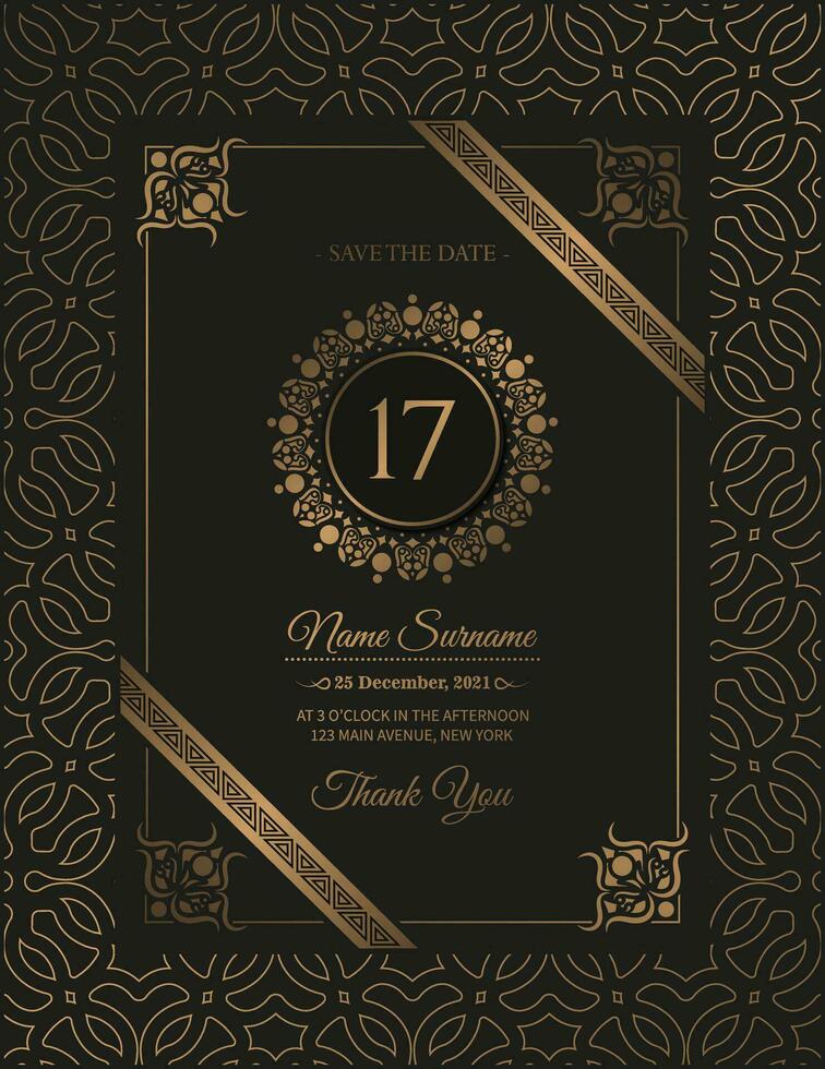 Luxury dark birthday invitation template vector