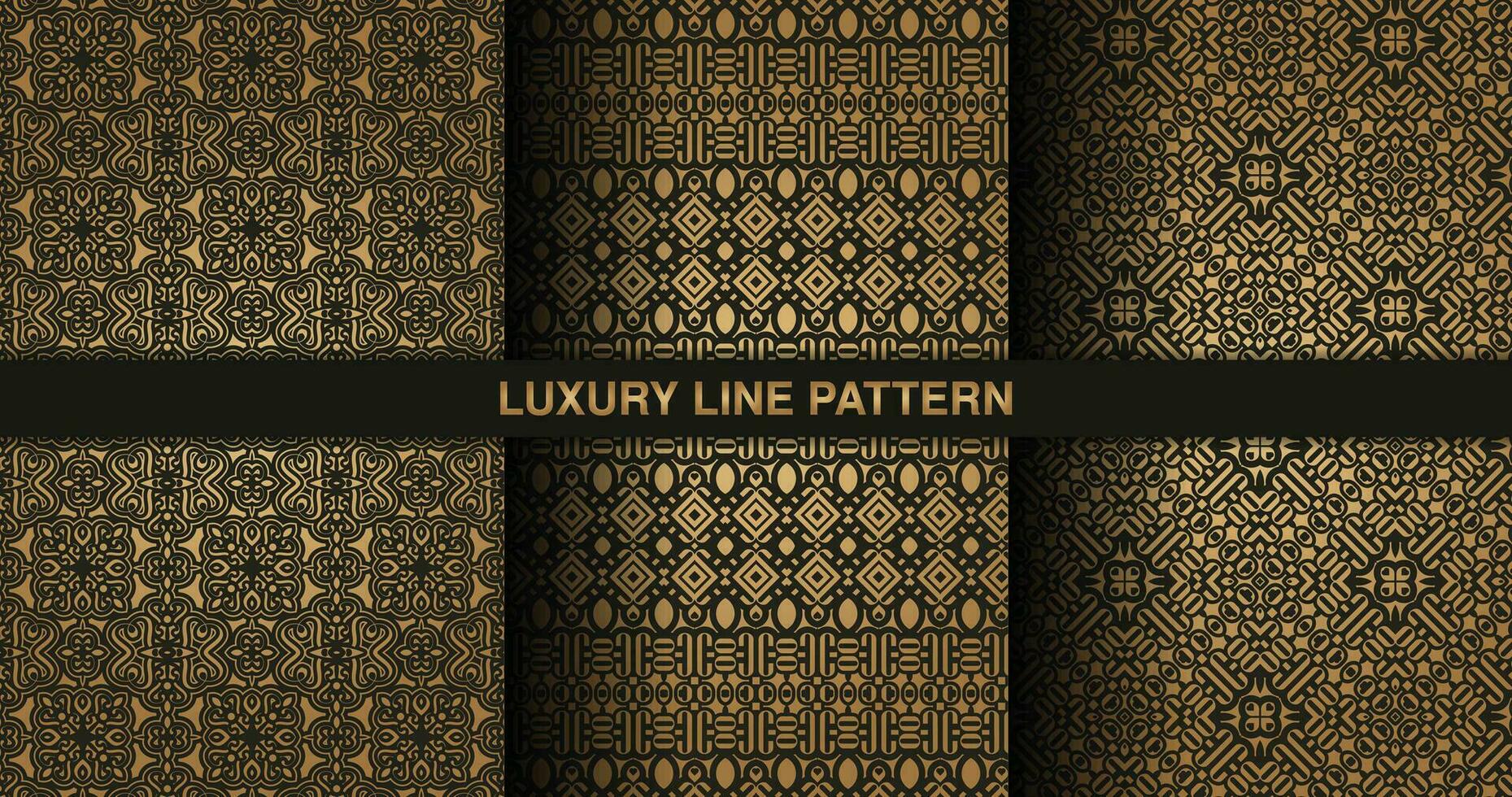 Collection gold and black seamless pattern background vector