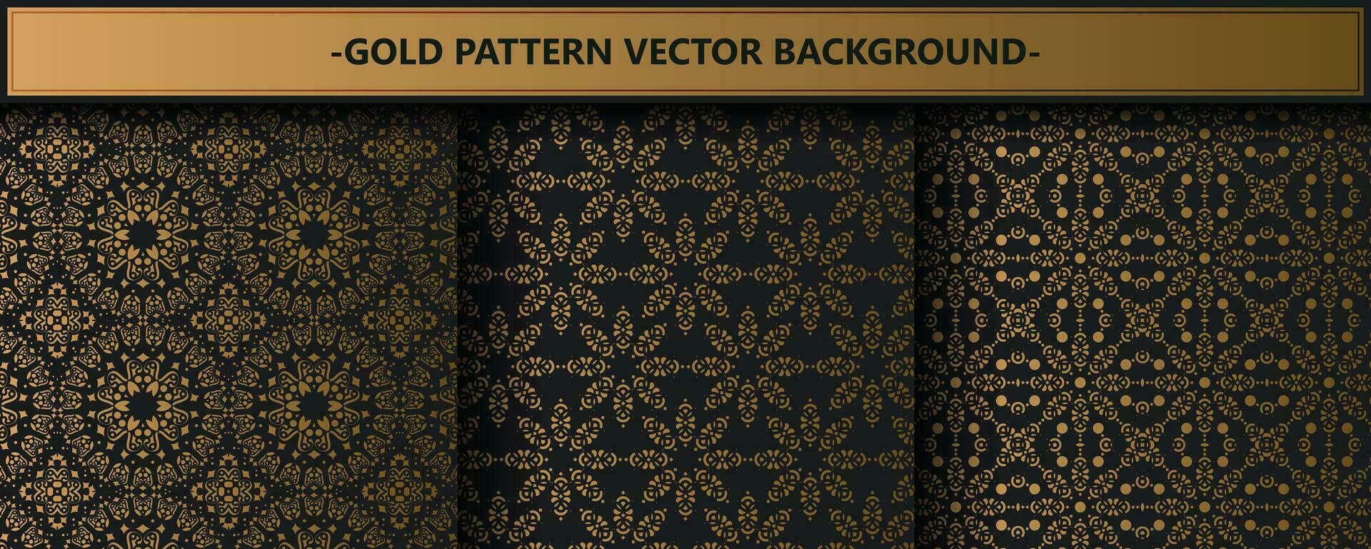 Collection gold and black seamless pattern background vector