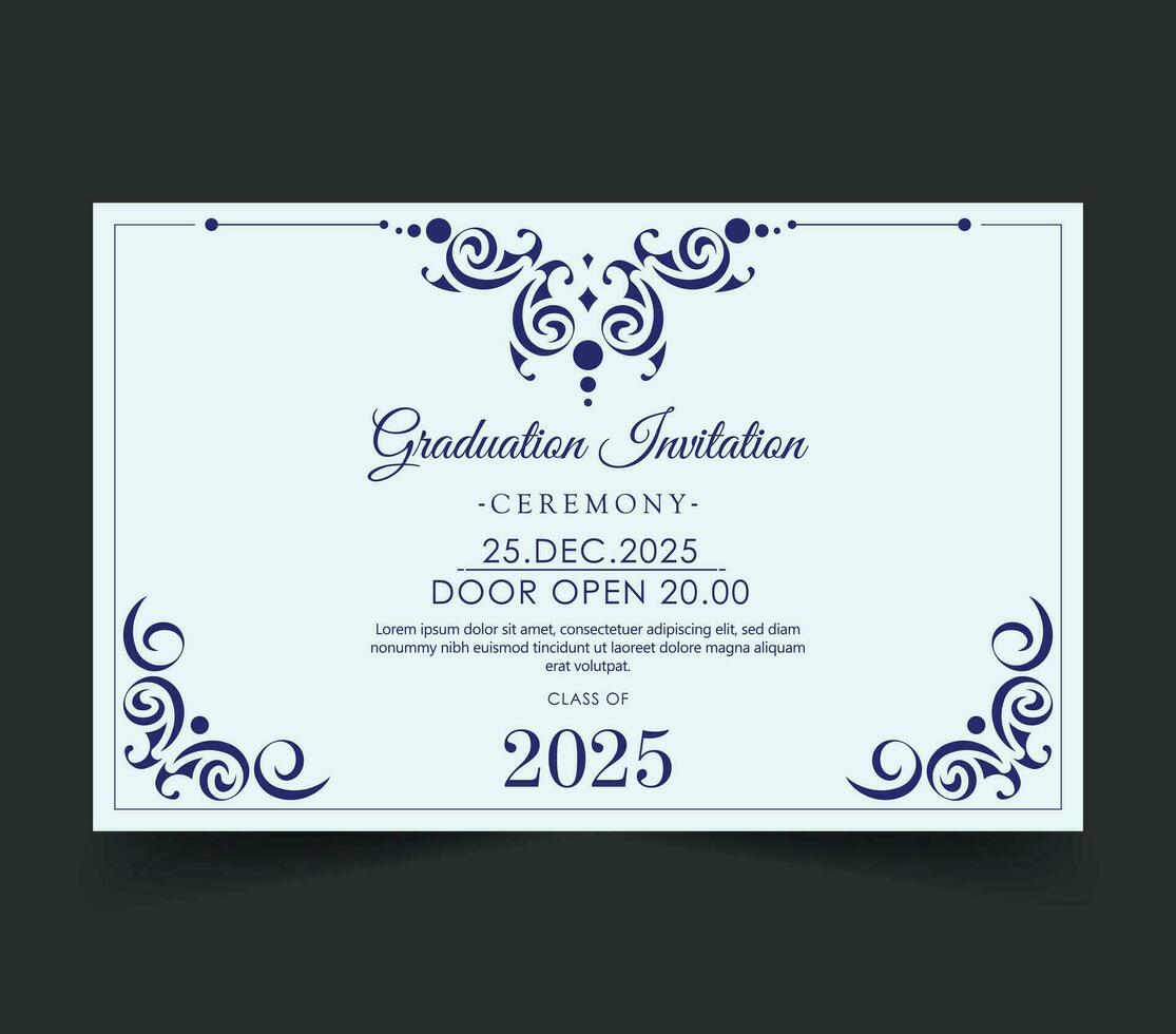 graduation invitation with ornament template vector