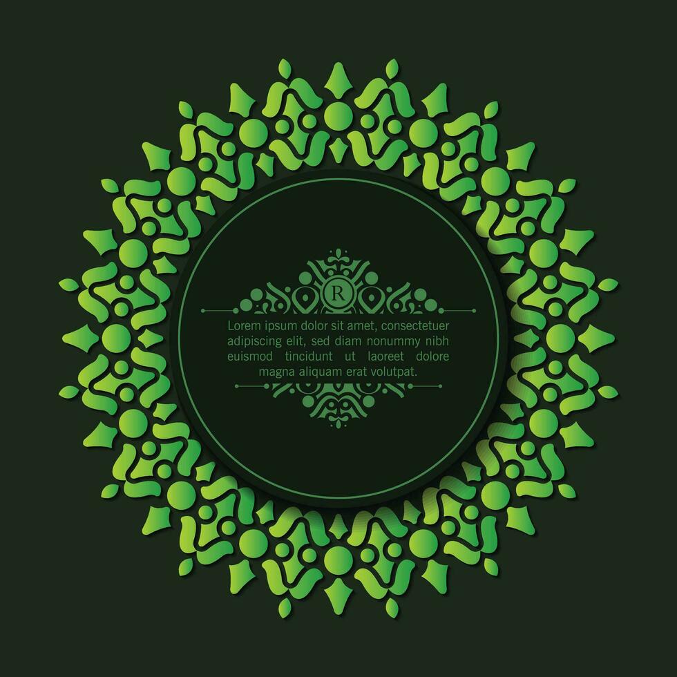 Green calligraphy ornament frame line design vector