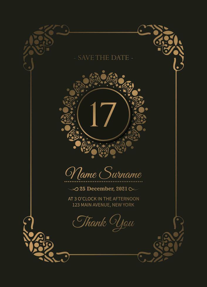 Luxury dark birthday invitation template vector