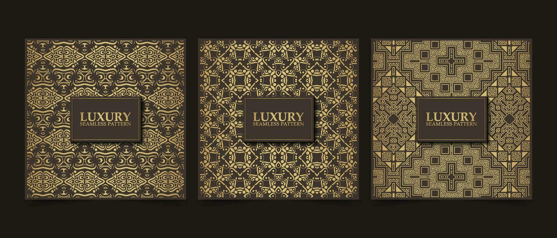 Collection gold and black seamless pattern background vector
