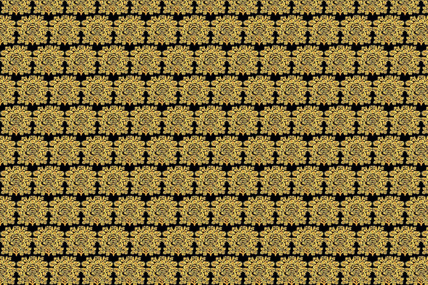 Golden Floral Pattern on Black Background vector