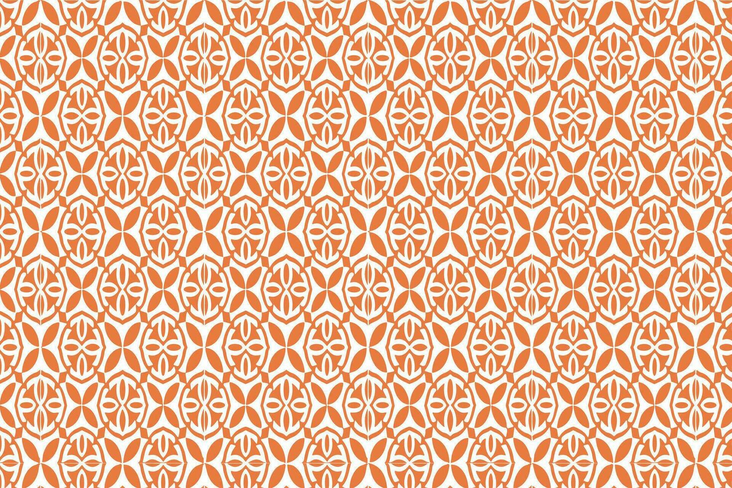 Pattern of Orange and White Geometric Flowers on a White Background vector