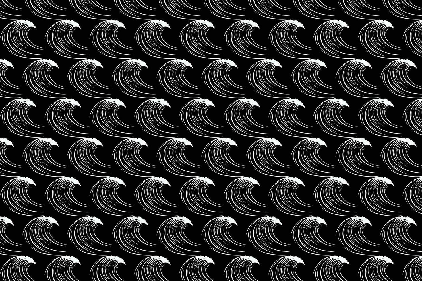 Identical White Waves Arranged in Grid on Black Background vector