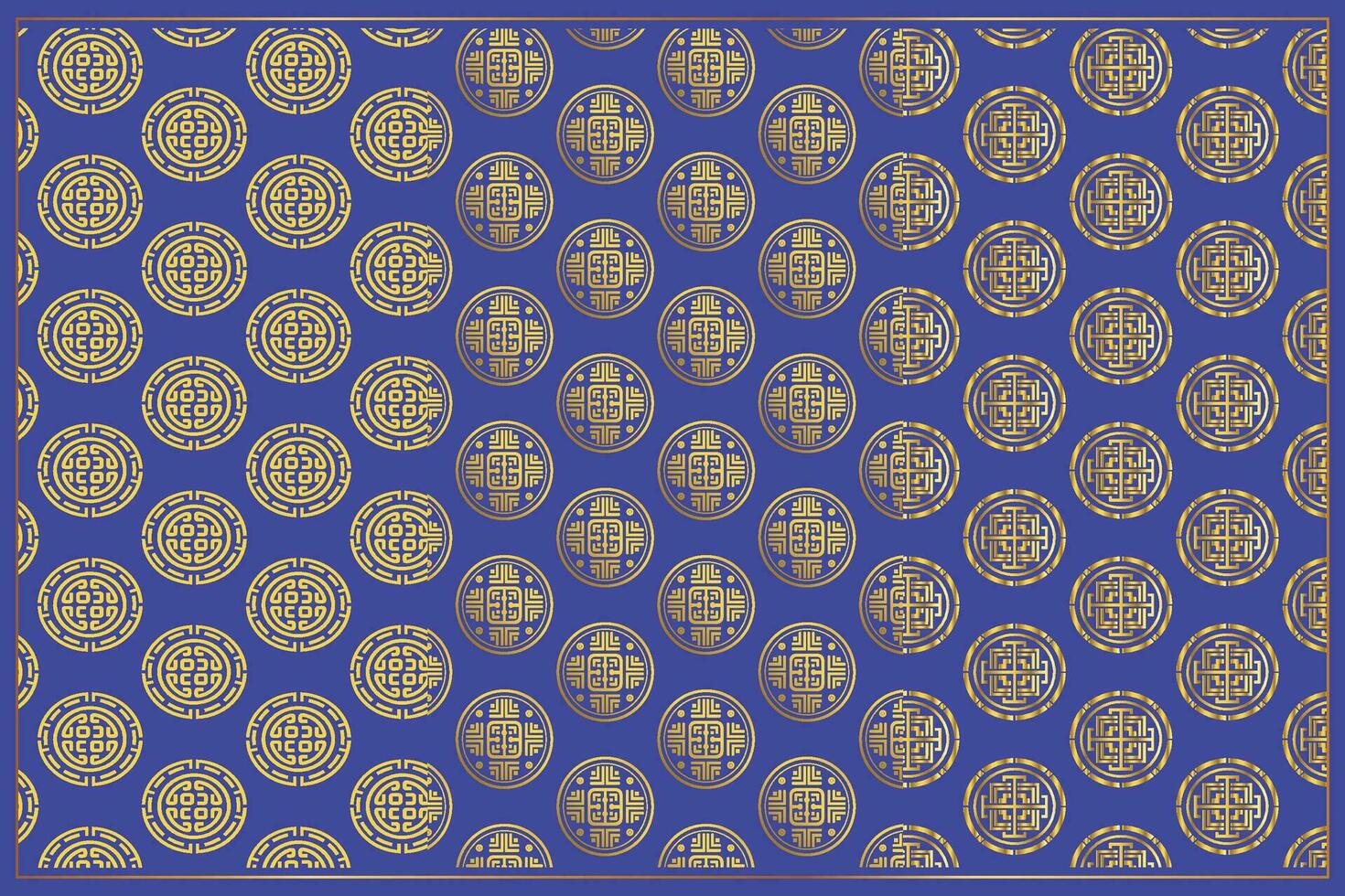 Gold Chinese Characters on Blue Background vector