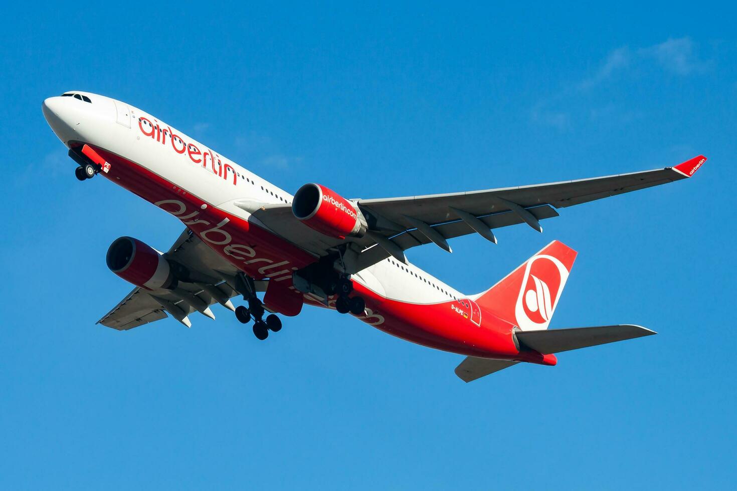 Air Berlin passenger plane at airport. Schedule flight travel. Aviation