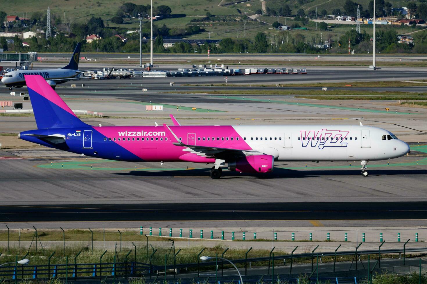Wizz Air passenger plane at airport. Schedule flight travel. Aviation