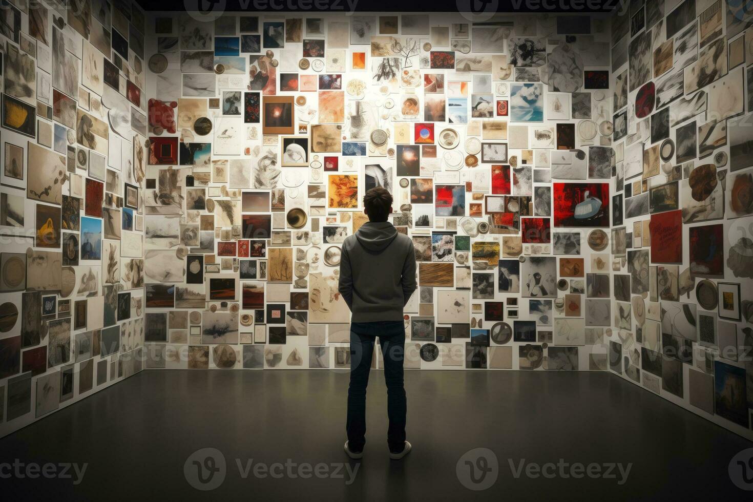 AI generated Art Enthusiast Admiring Gallery Exhibition photo