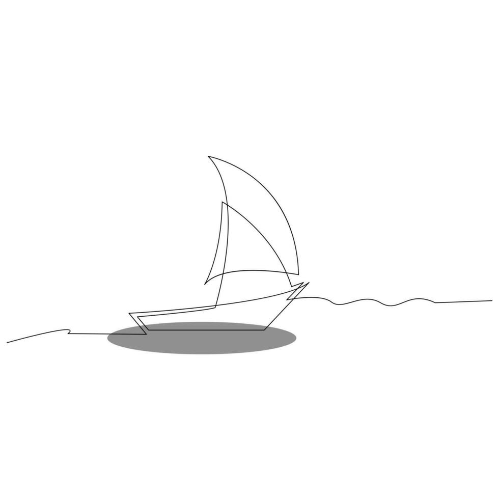 mar velero continuo uno línea vector Arte dibujo y ilustración