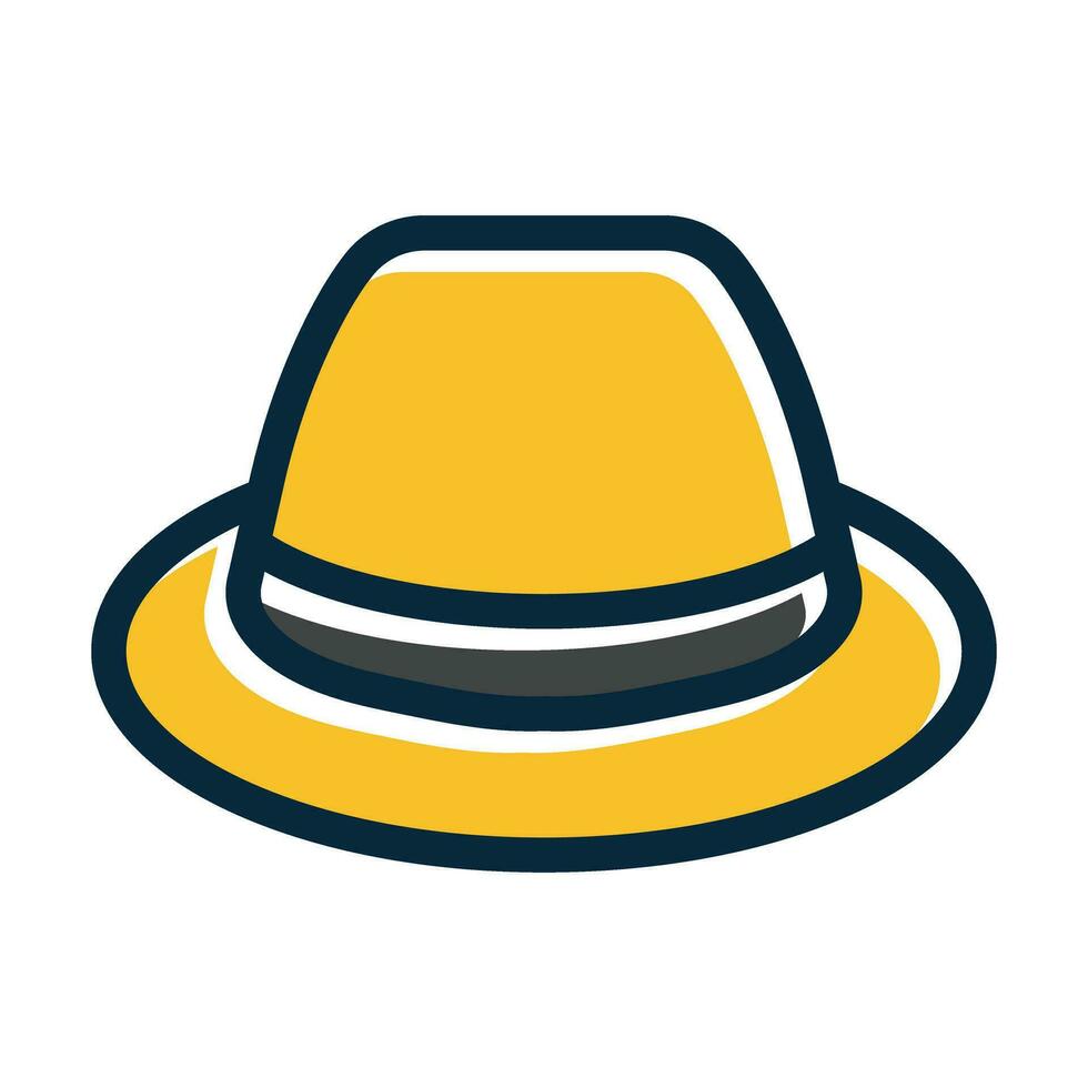 Flat Hat Vector Thick Line Filled Dark Colors