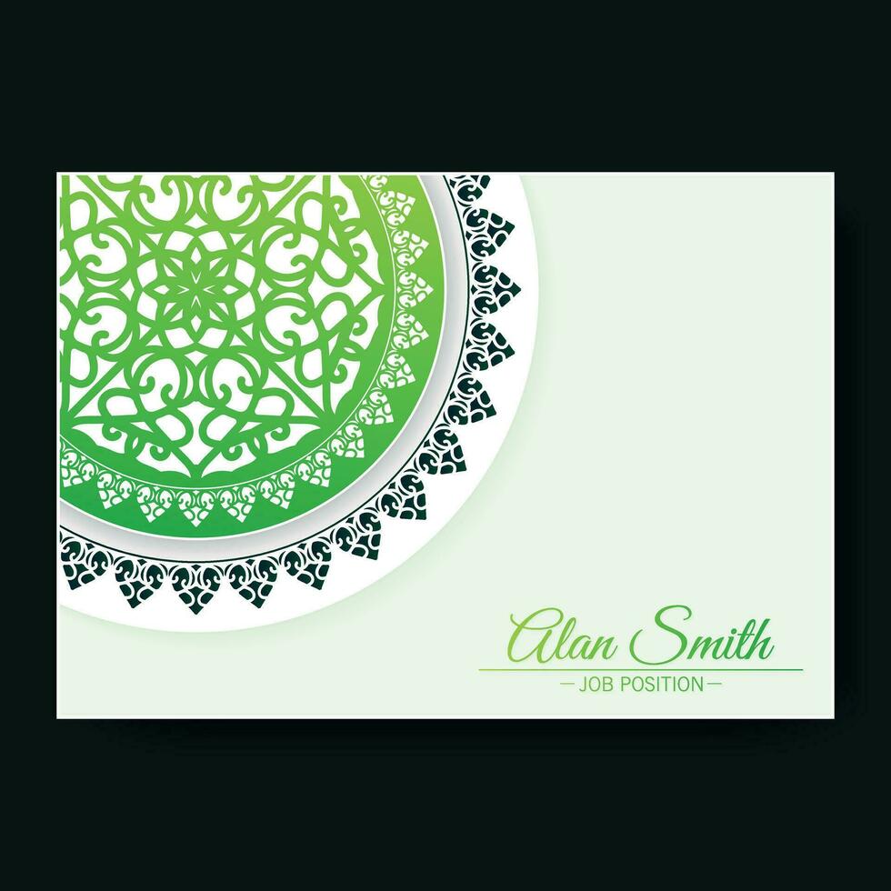 Elegant green mandala business card vector