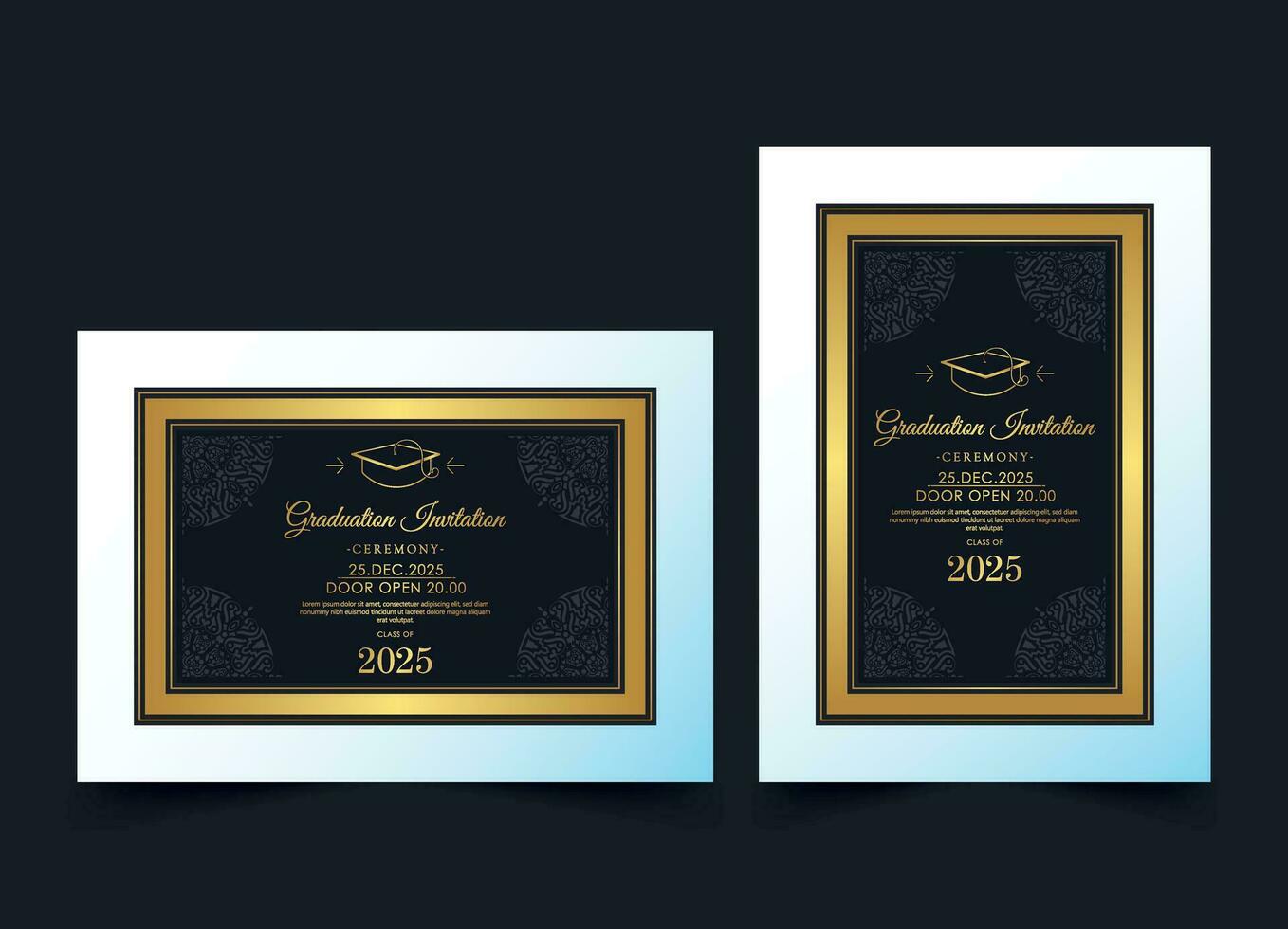 Elegant dark graduation invitation template vector