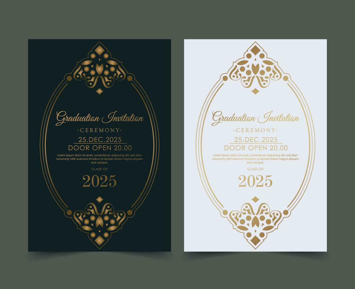 Elegant dark graduation invitation template vector