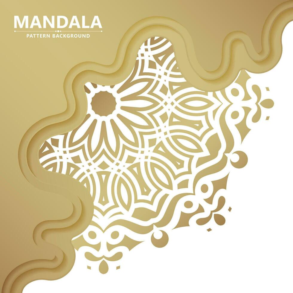 Tarjeta decorativa mandala de lujo en color dorado. vector