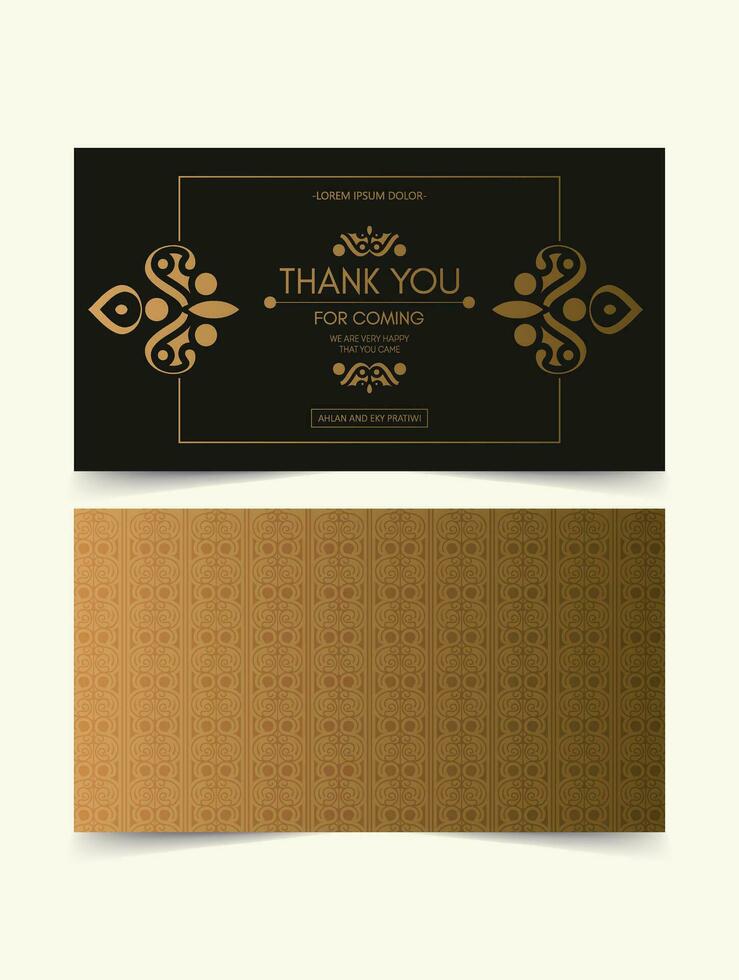 classic gold thank you wedding card vector