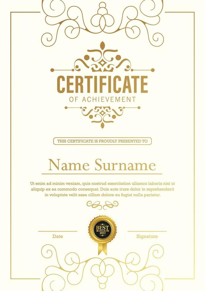 Achievement certificate best award diploma vector