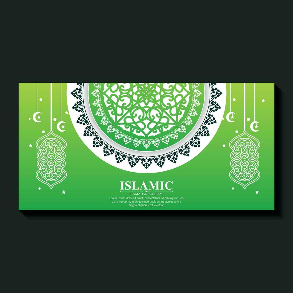 Green Ramadan kareem card template vector