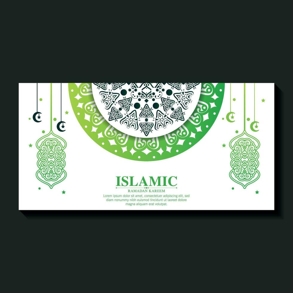 Green Ramadan kareem card template vector