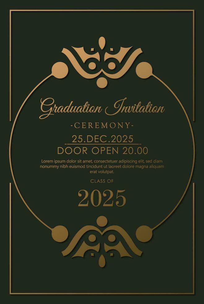 Elegant dark graduation invitation template vector