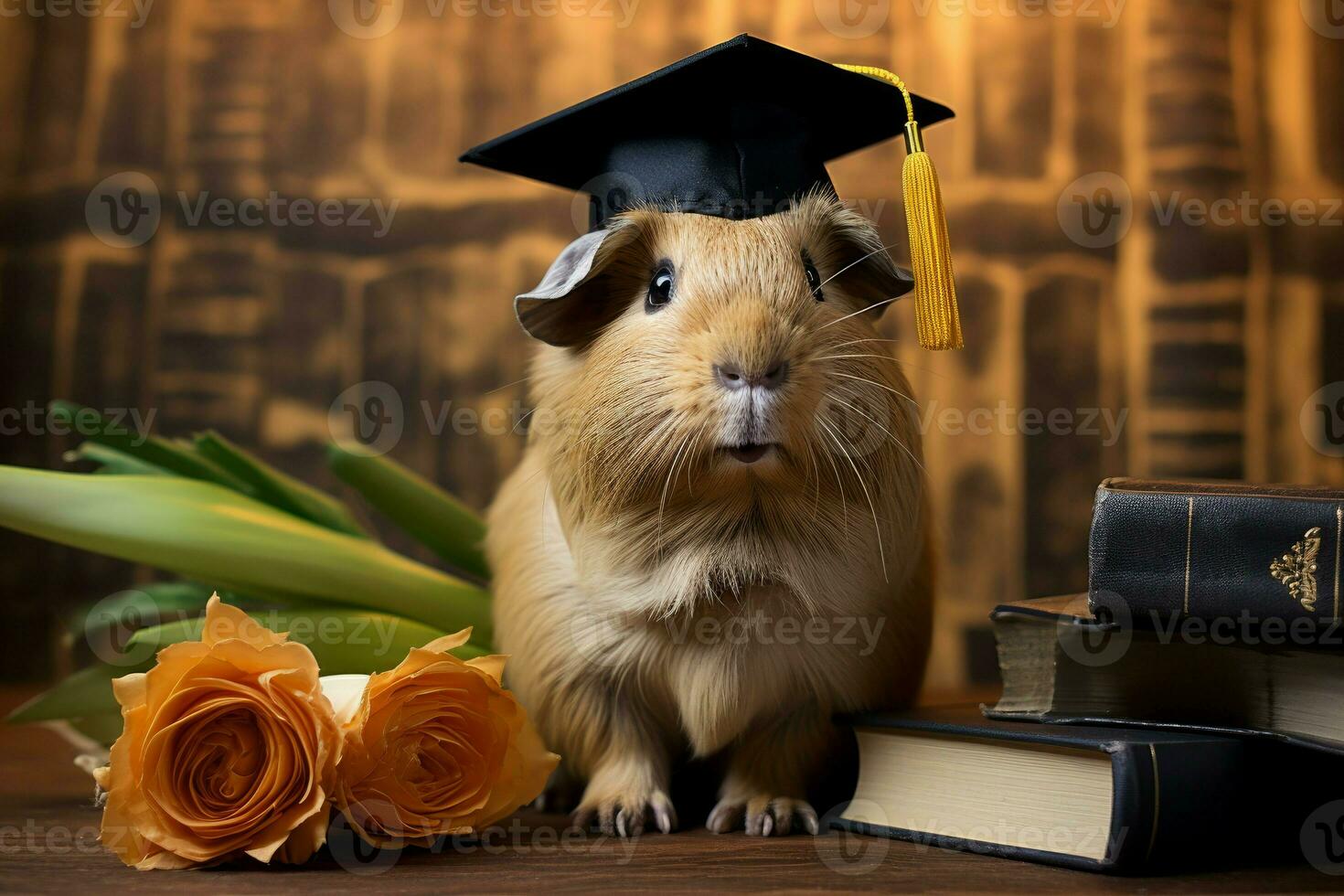 AI generated Quick-learning Graduate guinea pig mammal. Generate Ai photo