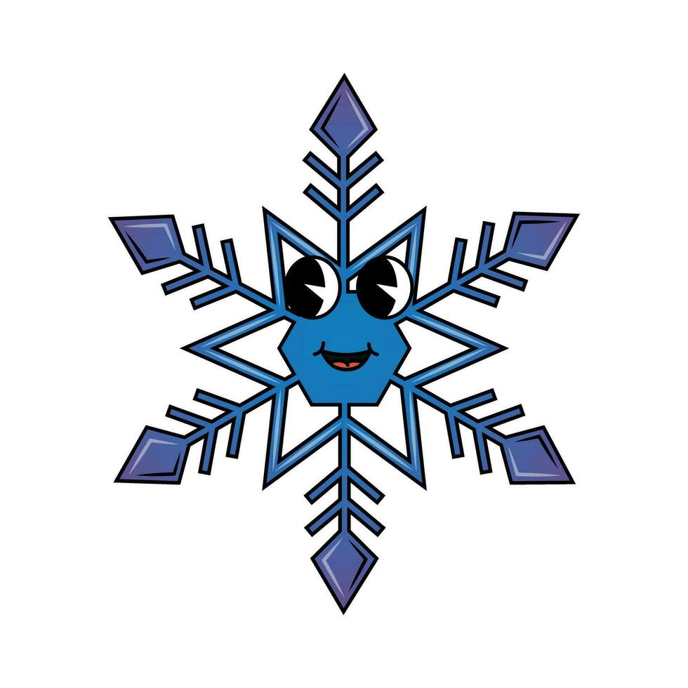 Funny groovy retro clipart snowflake vector