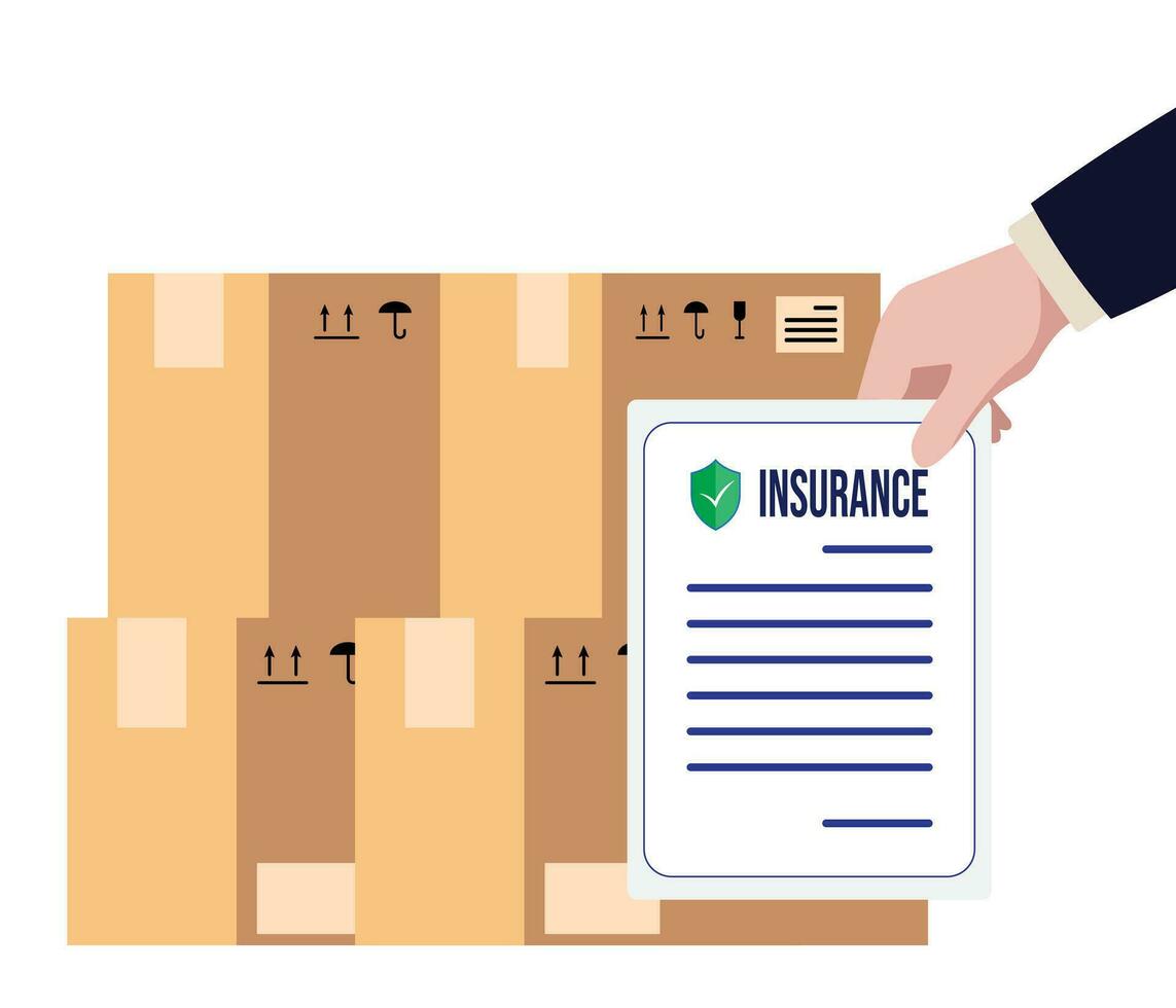 Freight cargo delivery insurance concept. Transportation protection coverage guarantee policy for parcel packages. Managing shipping risk. vector illustration isolated on white background. eps10