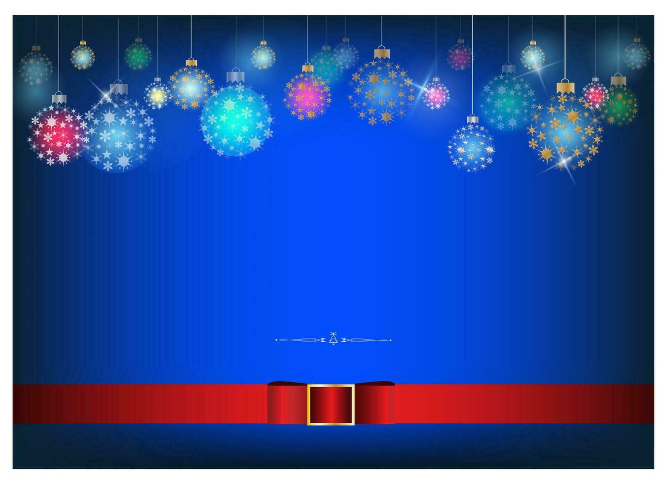 Merry Christmas and happy New Year background with shining snow star and colorful balls For posters, banners, sales and other winter events. Vector illustration EPS 10