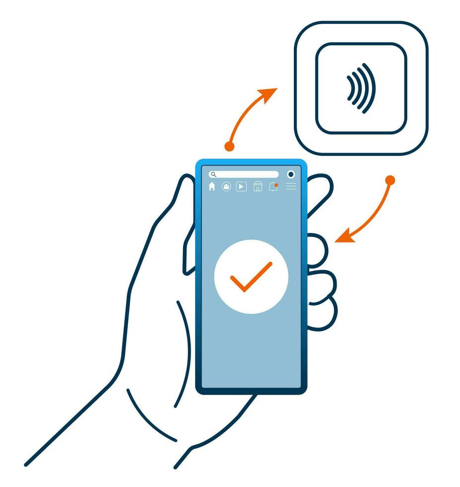 Contactless payments by mobile phone. Vector illustration isolated on white background. eps10