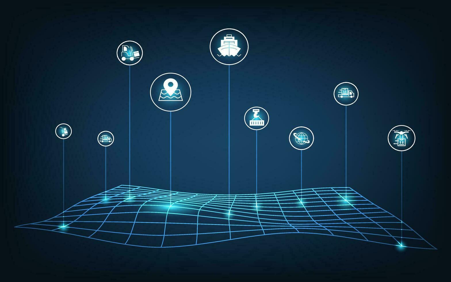 global logística red conexión antecedentes concepto con grande datos visualización, nube informática, red en línea digital, intercambiar de transporte. vector ilustración eps10