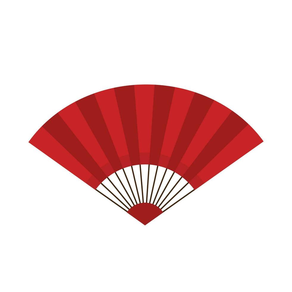Red chinese and japanese asian oriental fan. Flat style simple vector icon illustration isolated on white background