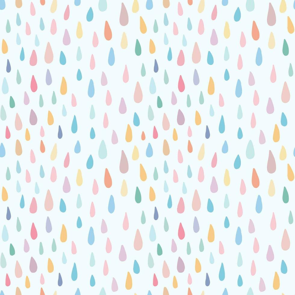 Cute childish seamless pattern with colorful watercolor rain drops. Sweet vector background for baby nursery, children textile, fabric, print. Beautiful simple kids abstract backdrop