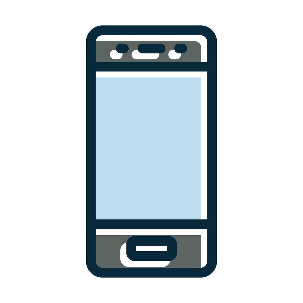 Smartphone Vector Thick Line Filled Dark Colors