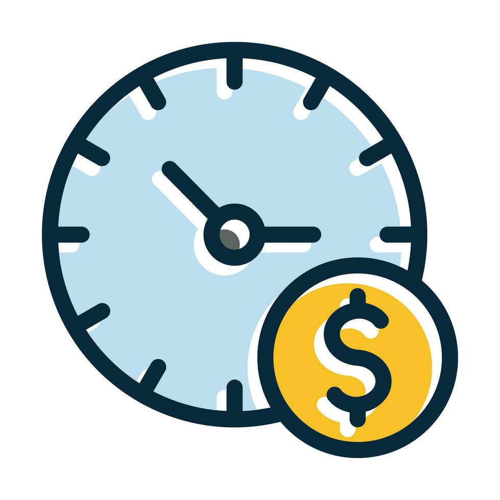 Time Is Money Vector Thick Line Filled Dark Colors