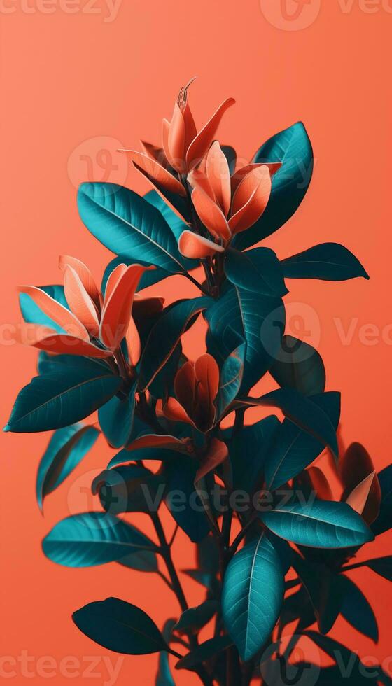 ai generado 4k vistoso hoja amoled fondo de pantalla para móvil foto