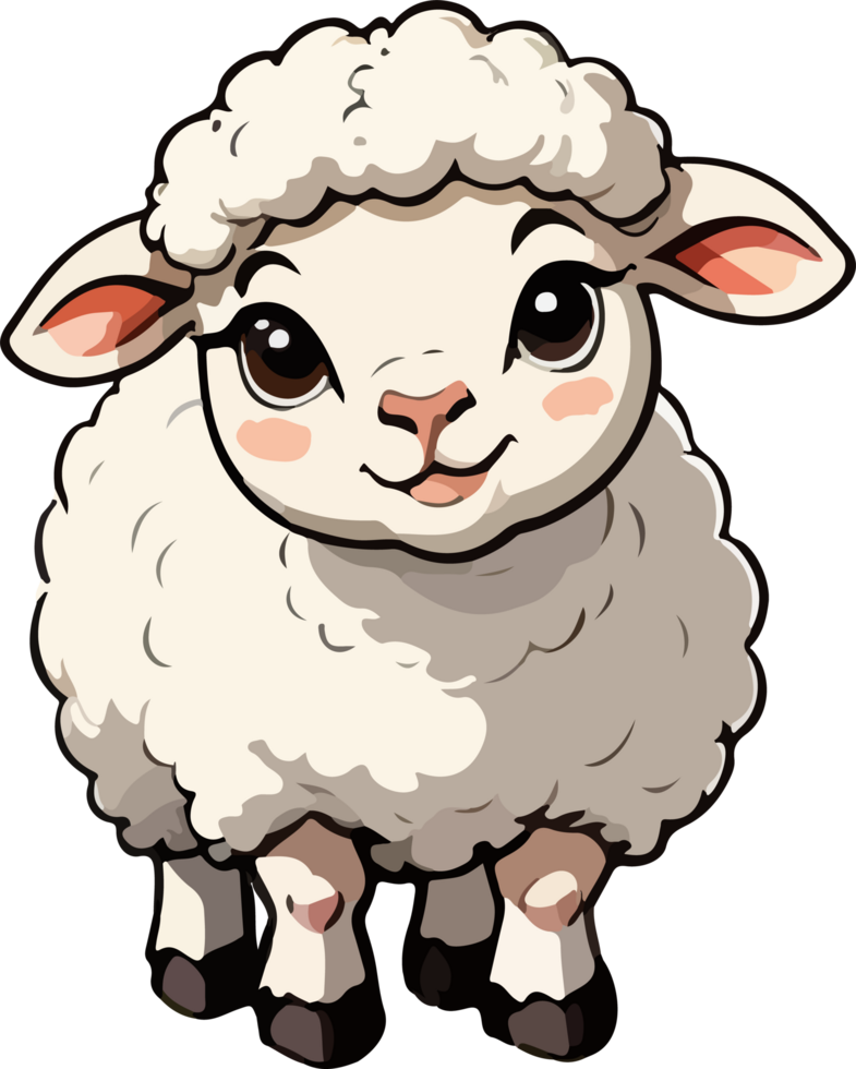 AI generated Cute Sheep Cartoon Design png
