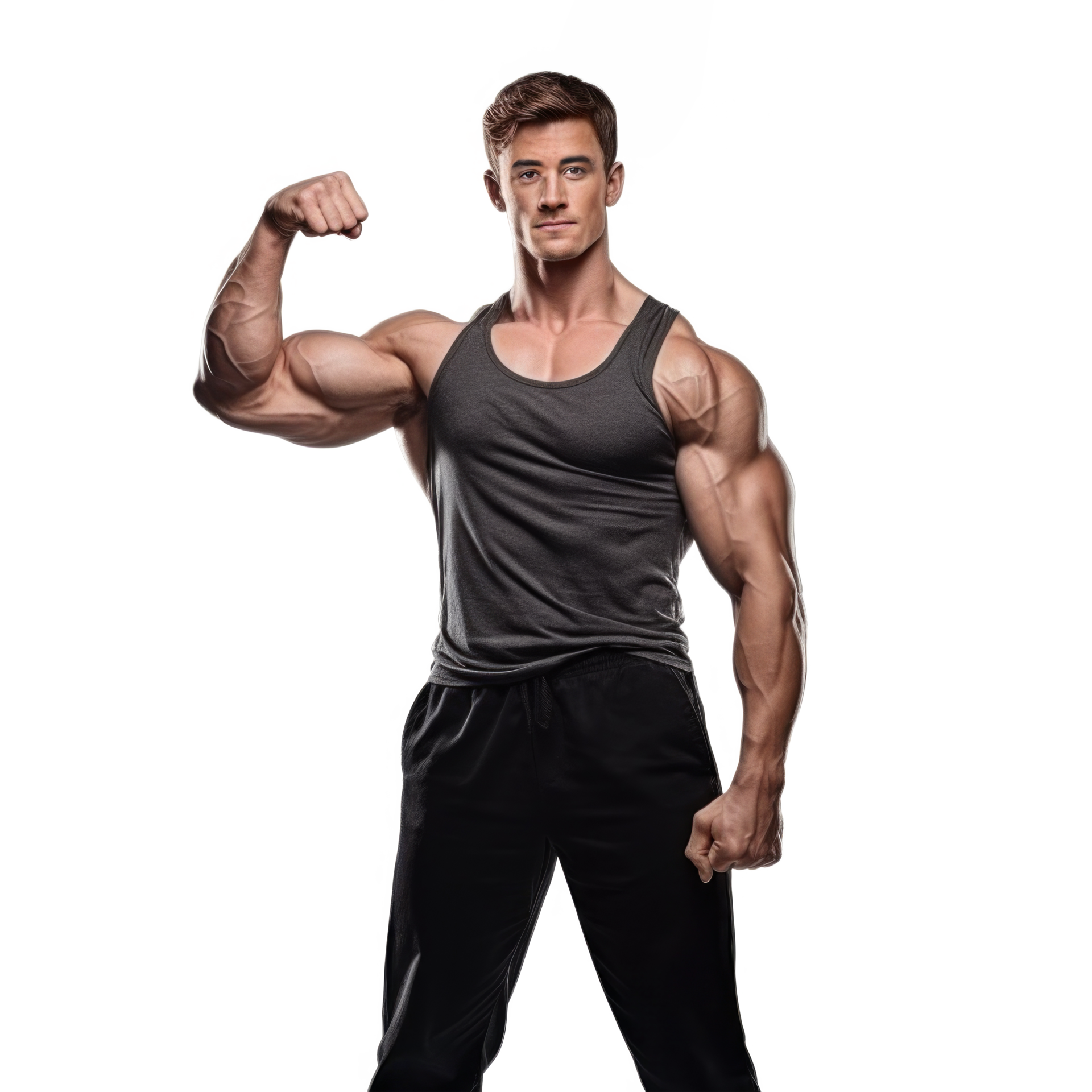 AI generated Male athlete with big muscles isolated on transparent