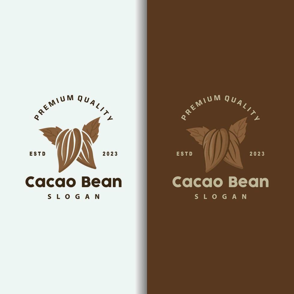 Cacao Bean Logo, Premium Design Vintage Retro Old Fresh Organic Garden Plant Seed Simple Minimalist vector