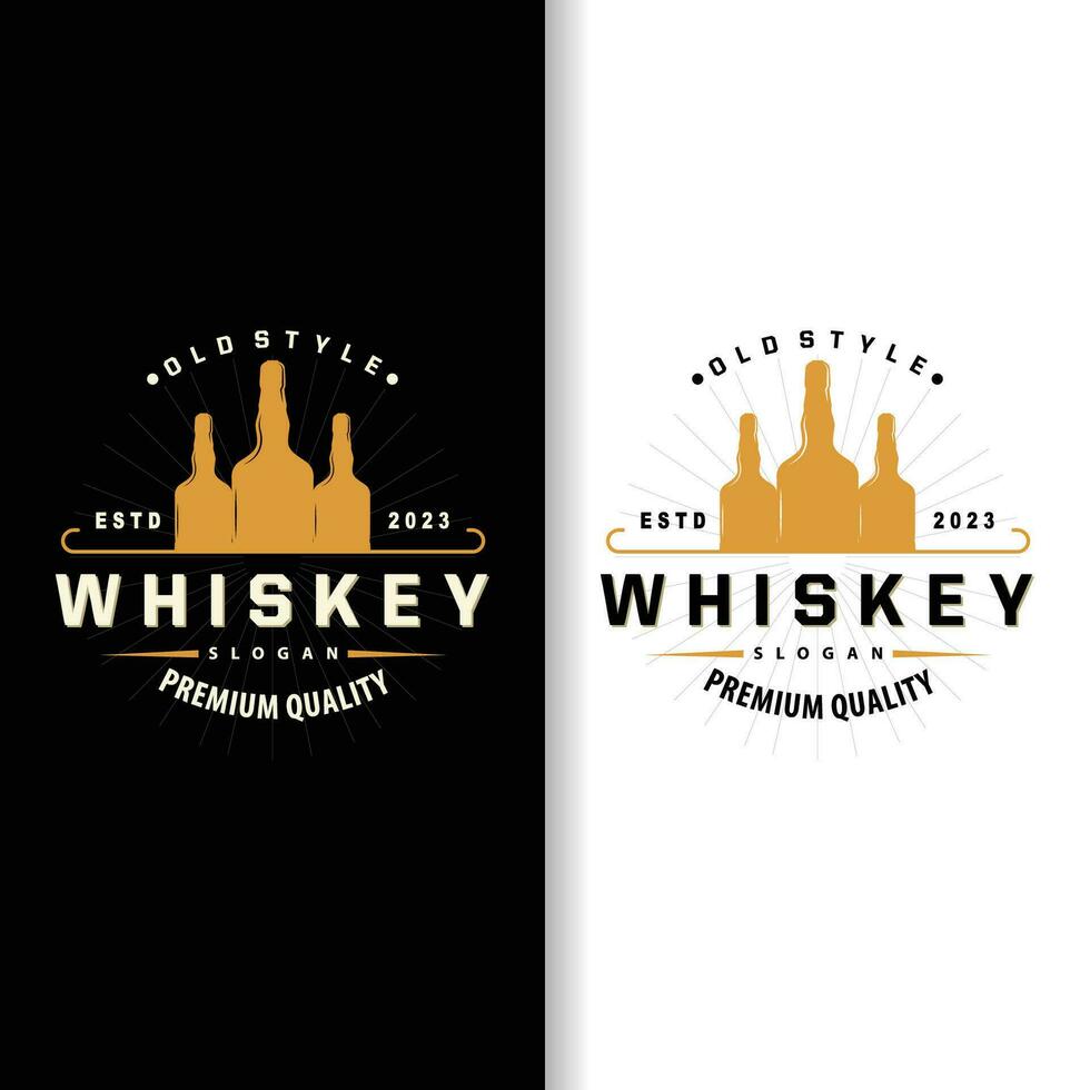 whisky logo, bebida etiqueta diseño con antiguo retro Clásico ornamento ilustración prima modelo vector