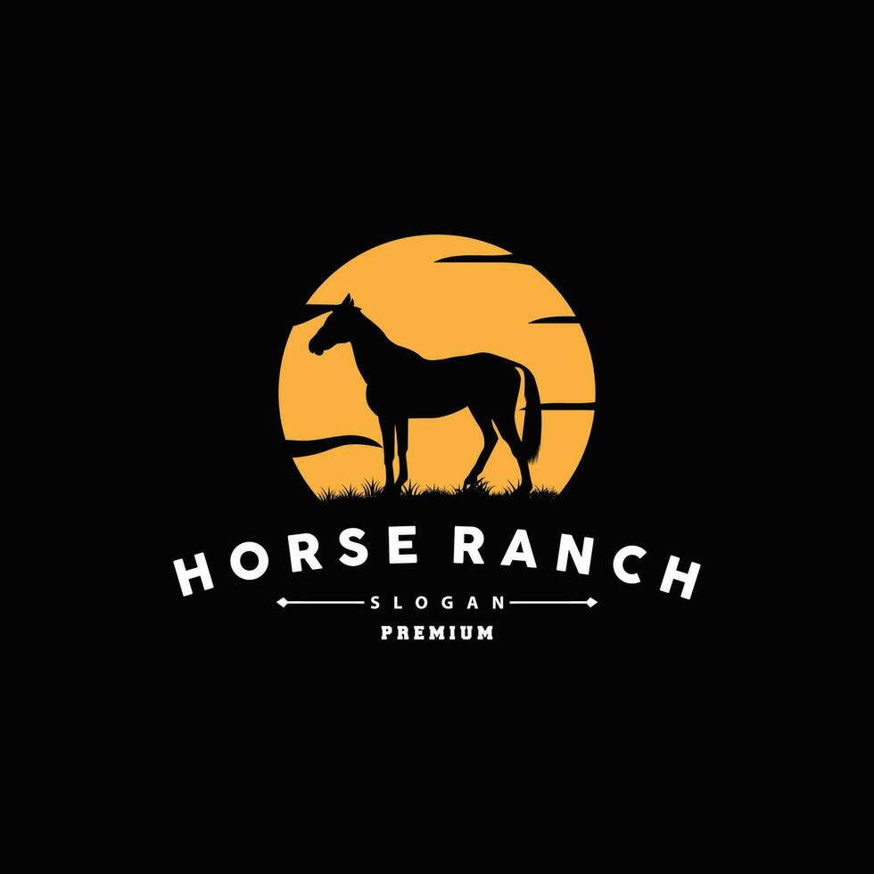 Horse Logo, West Country Farm Ranch Cowboy Logo Design, Simple Illustration Template vector