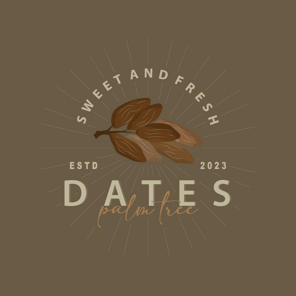 Date Fruit Logo, Elegant Minimalist Premium Design, Sweet Date Fruit Logo Templet Illustration vector