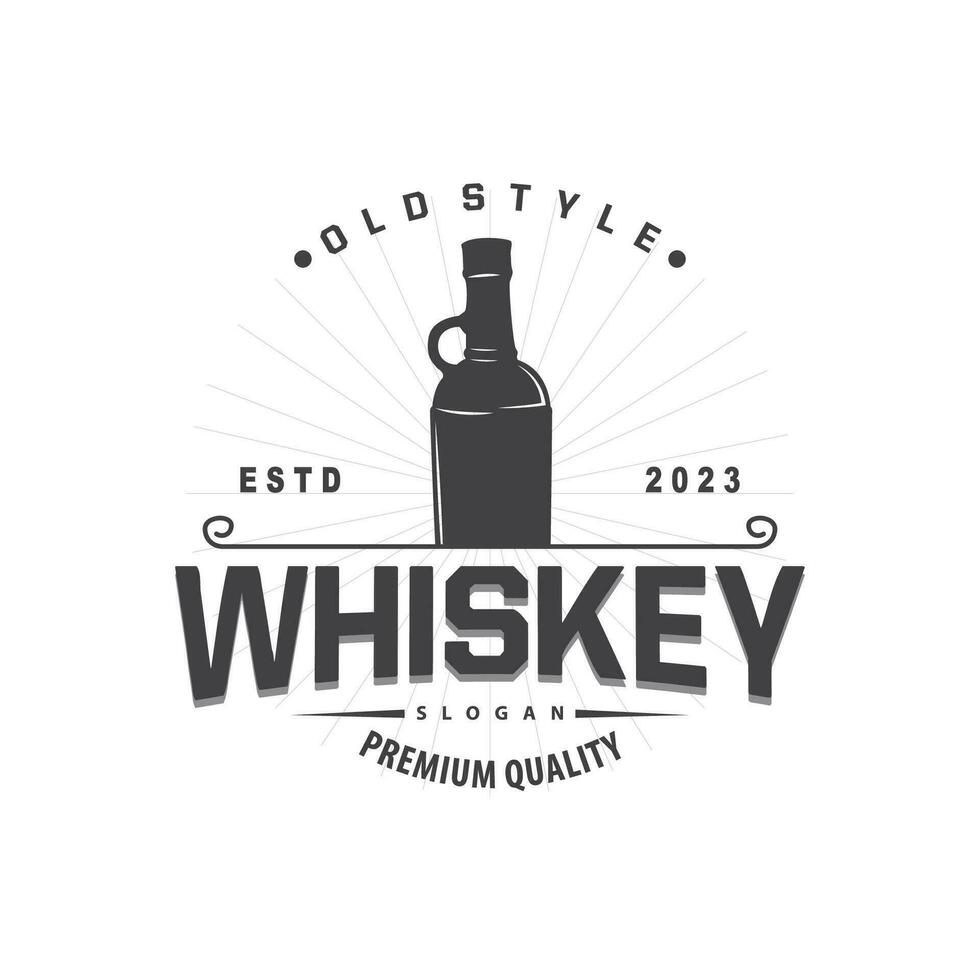 whisky logo, bebida etiqueta diseño con antiguo retro Clásico ornamento ilustración prima modelo vector