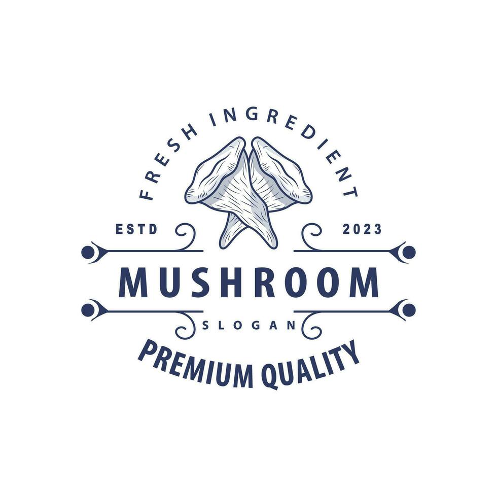 Mushroom Logo, Simple Minimalist Retro Plant Silhouette Plantation Design Business Brand vector