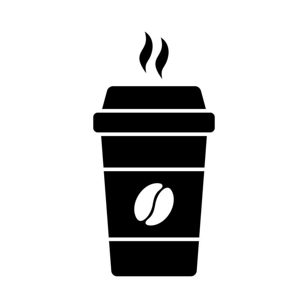 Hot coffee cup vector icon. Paper coffee cup icon isolated on white background.