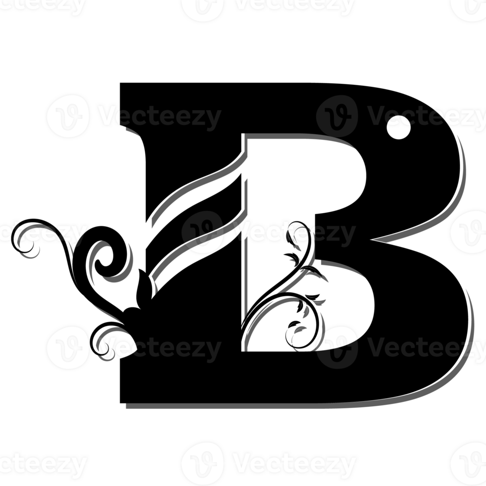 brief b versierd met wijnoogst bloemen png